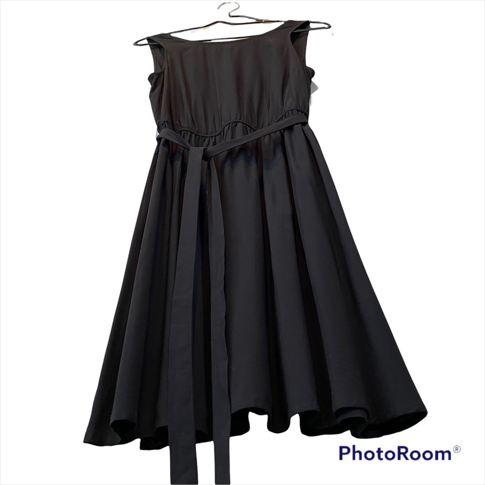 Old Navy Small Petite little black dress midi ties at waist sleeveless keyhole